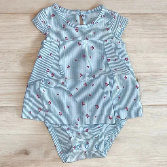 Striped Floral Jersey Sunsuit - Baby Girl 9m - Picture 1 of 5